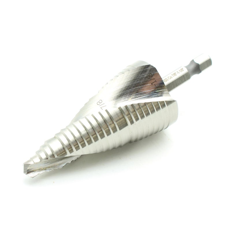TEMO M35 Cobalt Step Drill Spiral Flute Unibit, Two Size: 7/8 Inch and 1-1/8 Inch, 1/4 Inch Hex Shank - Image 4